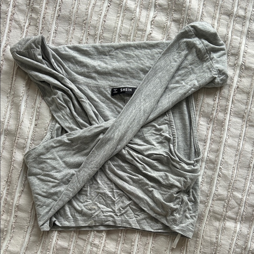 SHEIN Light Gray Women's Wrap Shirt